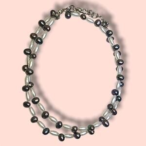 Vintage Tiny Tahitian & Rice Pearl Single‎ Strand Necklace 18"